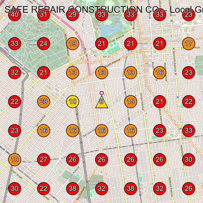 SAFE REPAIR CONSTRUCTION CO GeoGrid visibility map for Building Restoration Service in Brooklyn